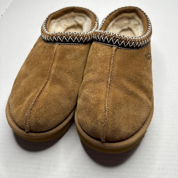 Sz 10 UGG Tasman Slippers Chestnut Brown Suede Shearling Classic Slip-On Cozy - Picture 9 of 10